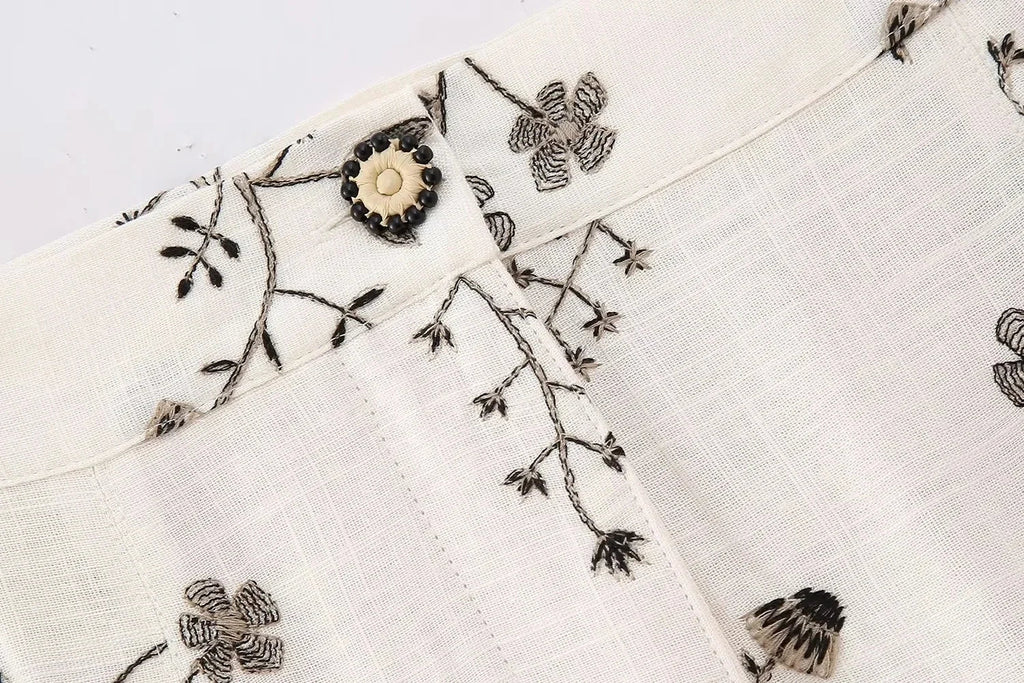 Summer Women Two Piece Set Embroidered Bowknot Short Sling Top with Elegant Midi Skirt Slim Fit Casual Fashion Outfit