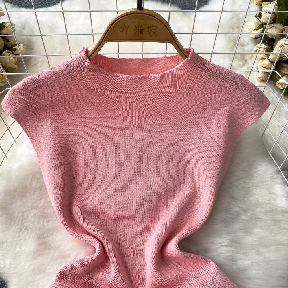 Pink Backless Summer Knit Bodycon Beach Dress for Women