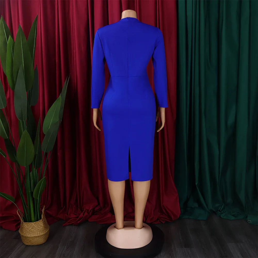 Office Dress For Women Professional O Neck Striped Sheath