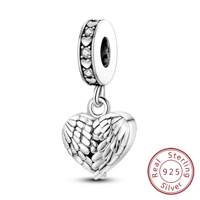 925 Sterling Silver Forever Love Heart Charms Beads for Sister Family Bracelet Jewelry Gifts