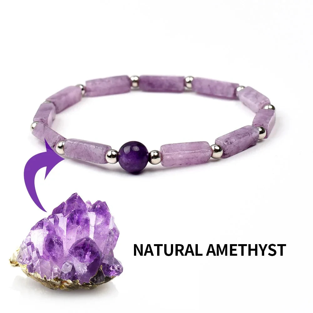 Natural Amethyst Slimming Bracelet for Women with Healing Energy for Weight Loss and Fatigue Relief