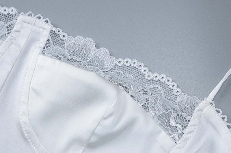 Backless Lace Patchwork Mini Dress For Women Wedding Party