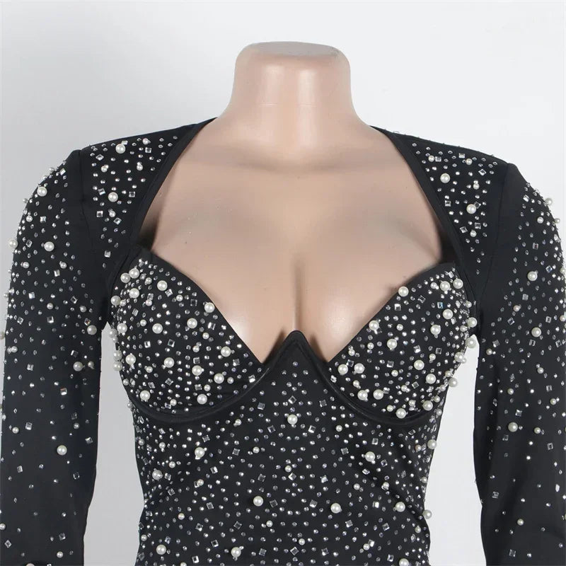 Sequin Rhinestone Bodycon Dress For Party Night Club