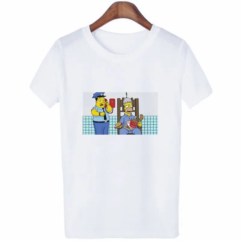 Kawaii The Simpsons T-Shirt for Girls Casual Summer Wear O-Neck Short Sleeve Aesthetic Street Style Shirt
