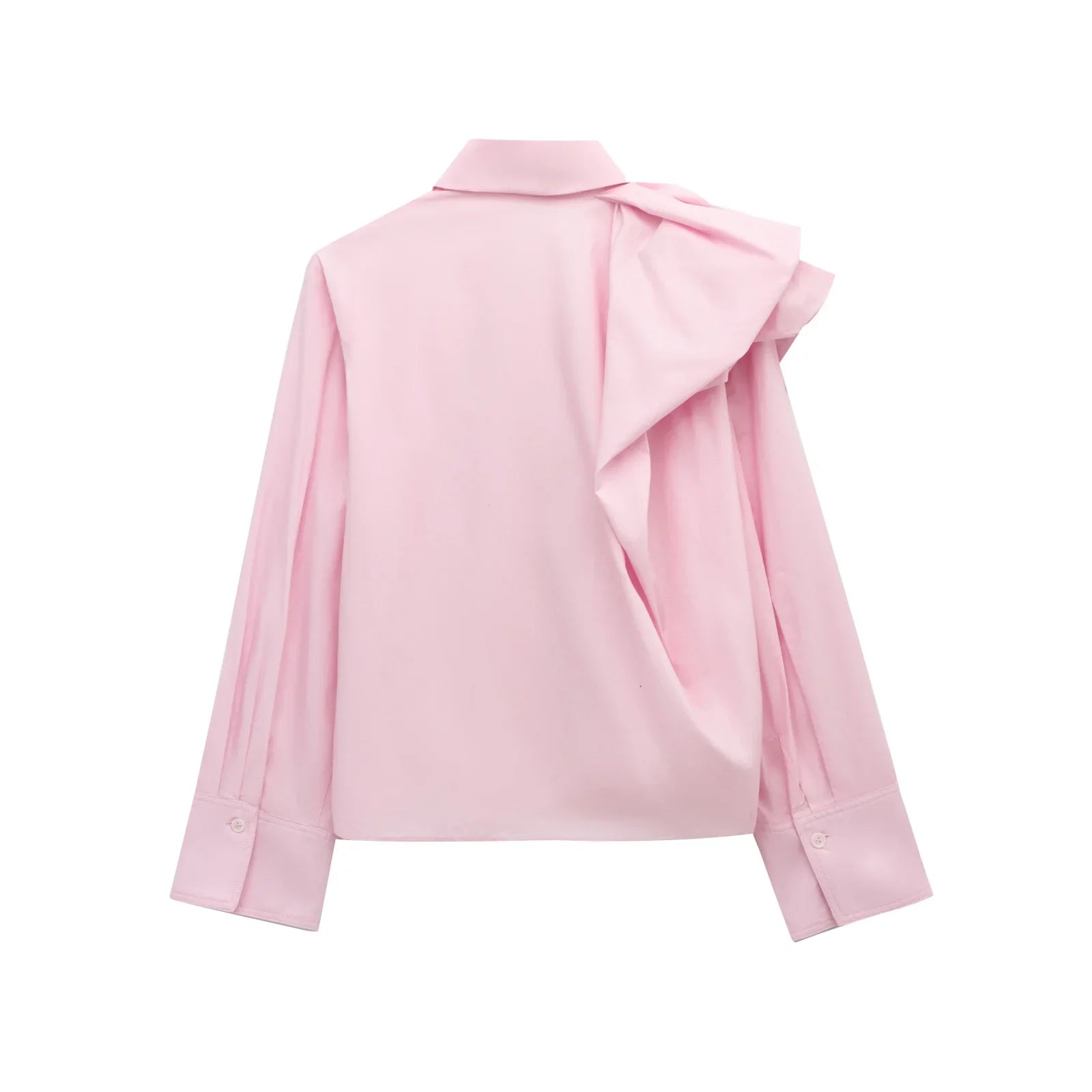 Women's Romantic Fluffy Poplin Shoulder Shirt Solid Color Versatile Fashion Top