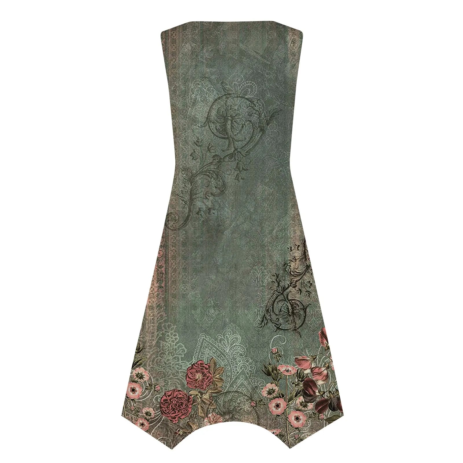 Y2K Style Sleeveless Midi Dress With Irregular Hem Design