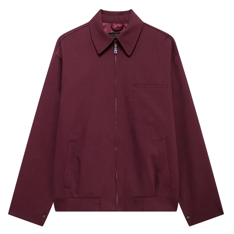 Women's Burgundy Skirt and Long Sleeve Jacket Set Elegant Mini Bow Lantern Sleeve Suit Autumn Outfit Stylish Two-Piece Matching Set