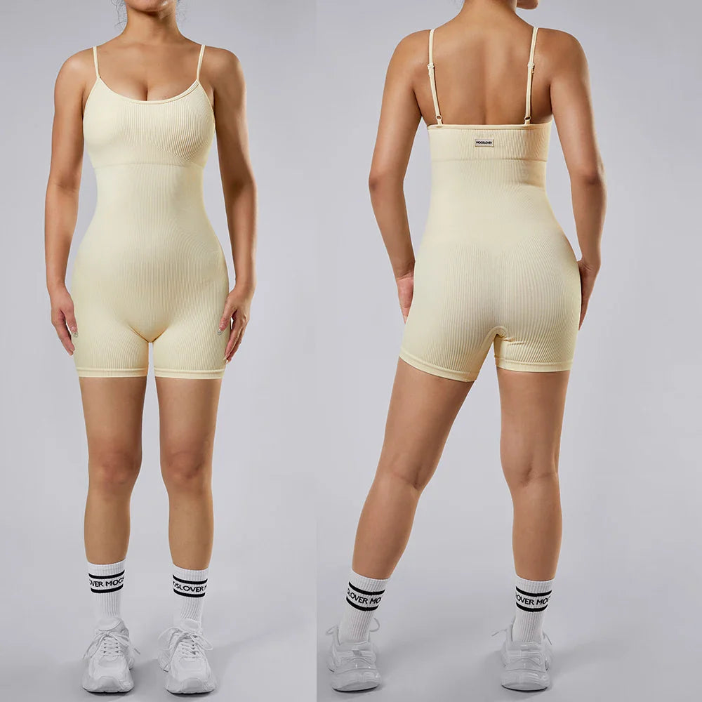 Sexy Sleeveless Sports Jumpsuit Bodysuit for Women Summer Solid Color Bodycon Skinny Romper Casual Streetwear Overall