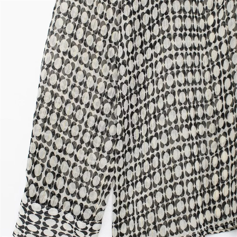 Women's Versatile Long Sleeve Printed Shirt with Decorative Chest Stacking and Casual Collar for Autumn Fashion and Leisure Wear