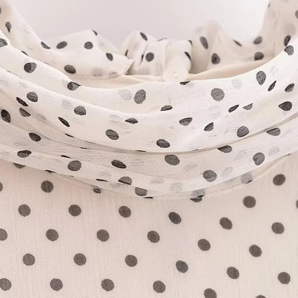 Polka Dot Midi Dress For Women Halter Neck Backless Pleated