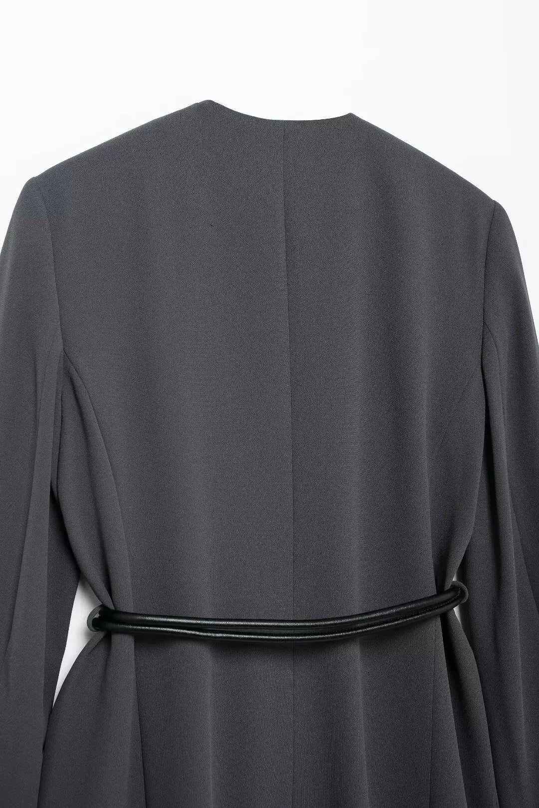 Women's Fashion Long Sleeve Suit Jacket with Belt and Zipper Straight Pants Set