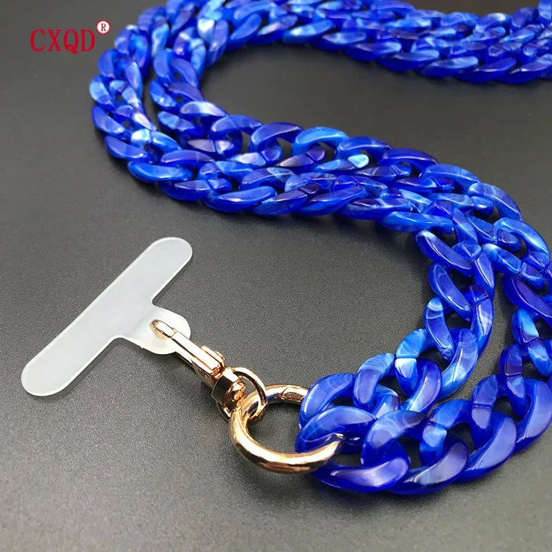 120cm Colorful Acrylic Phone Lanyard Neck Strap Anti-Lost Mobile Chain Accessories