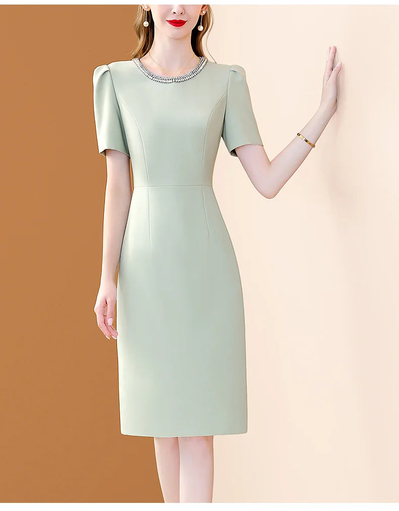 Elegant O Neck Embroidered A Line Dress For Women Casual