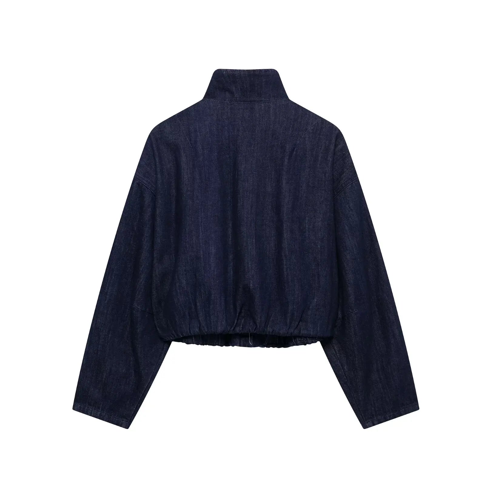 Women High Street Denim Set with Side Stripe Zipper Jacket and Lace-Up Pants for Casual Spring Fashion