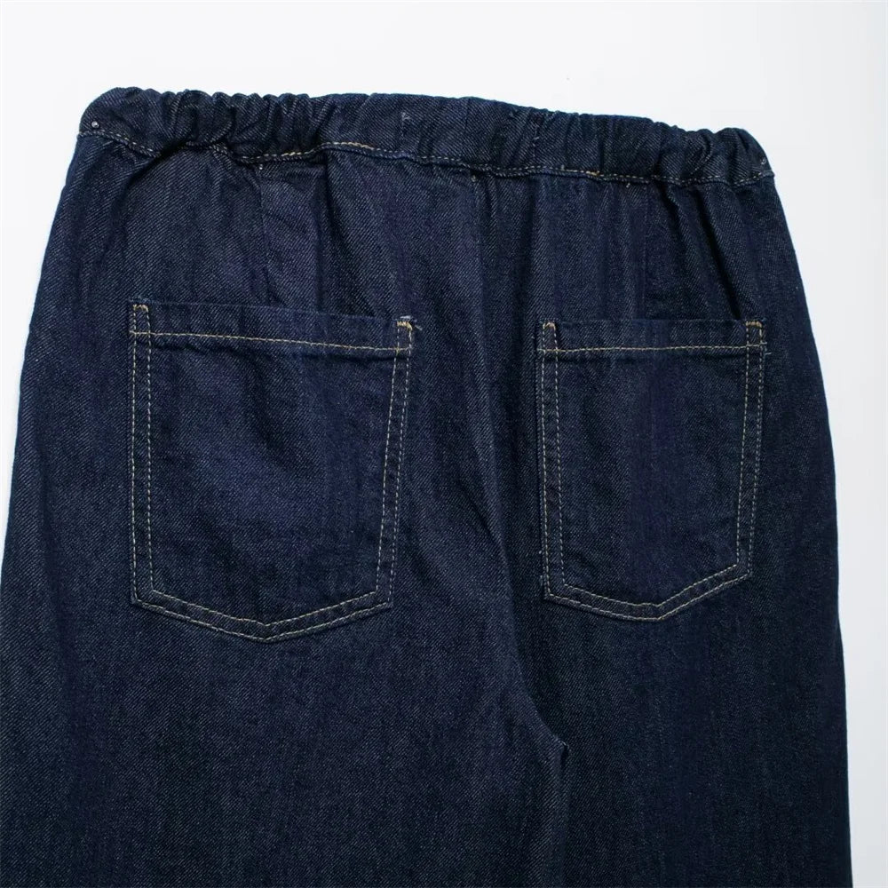 Autumn Casual Loose Cotton Denim Shirt and Pants Set for Effortless Style