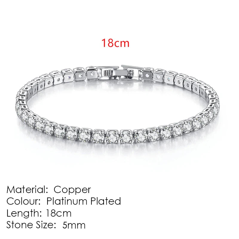 Zircon Tennis Bracelet for Women and Men with Silver Color 2.5mm 3mm 4mm 5mm Dazzling Crystal Hand Chain Wedding Gift Fashion Jewelry