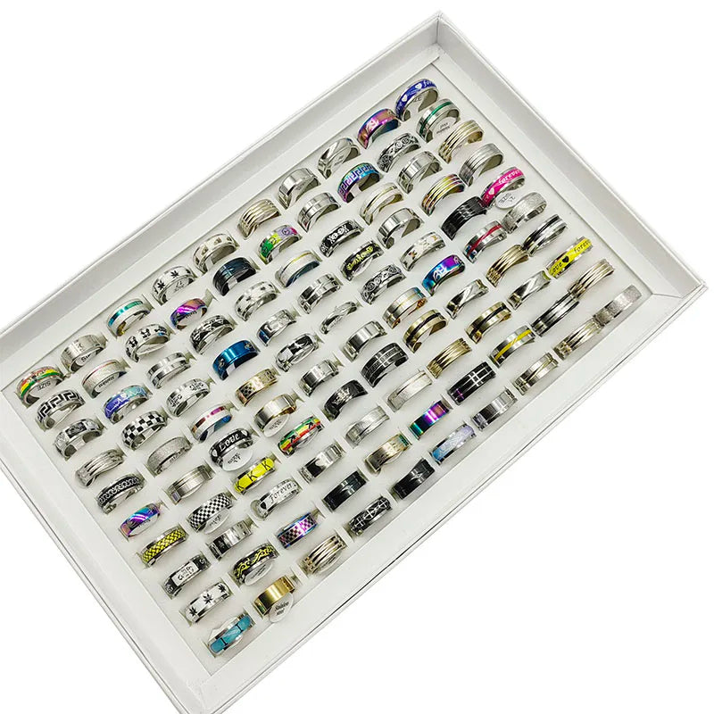 20 Pieces Mixed Style Stainless Steel Finger Rings for Women and Men Fashion Party Jewelry