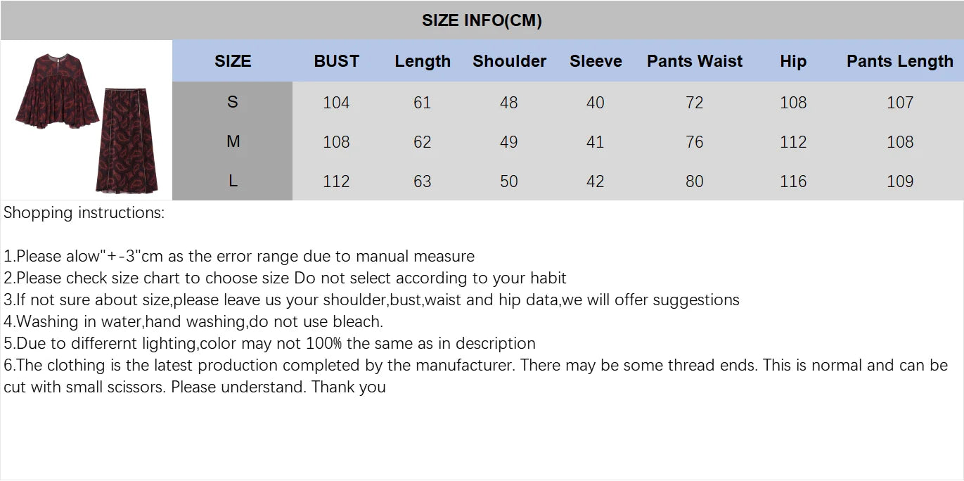 Women's Spring Printed Midi Skirt Two-Piece Set with Casual Folded Silk Texture Shirt and High Waist Skirt