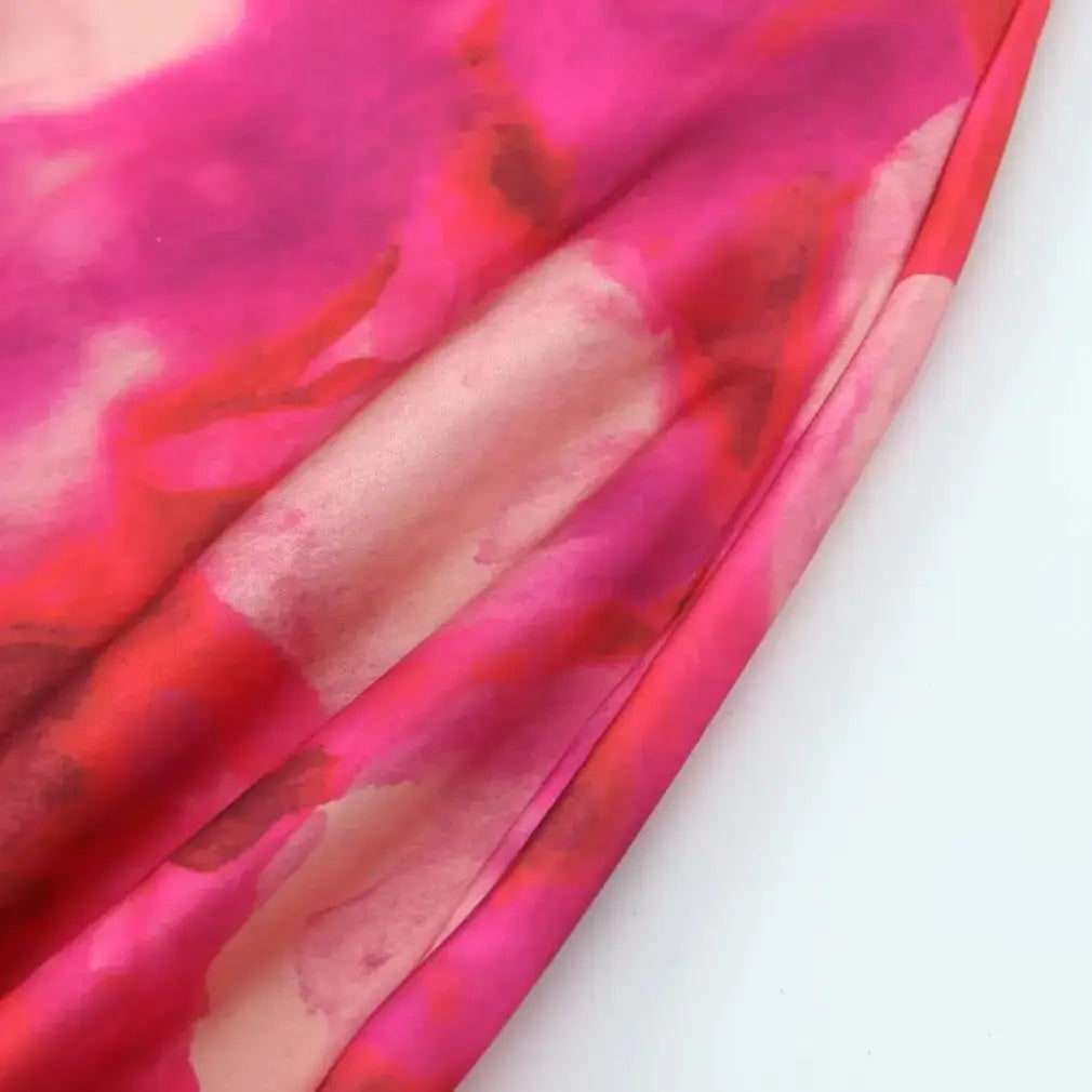 Printed Halter Neck Dress With Button Back for Women