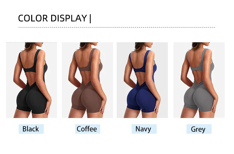 Slim Fit Backless One-Piece Yoga Jumpsuit with Hip Lifting Design and Adjustable Shoulder Straps