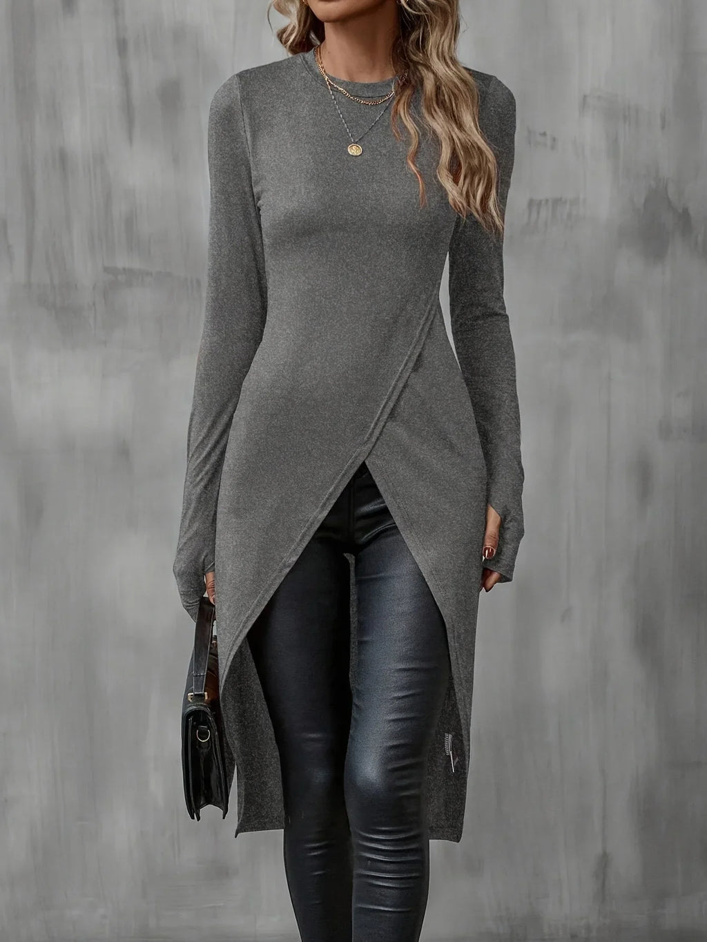 Plus Size Long T Shirt Slimming Casual Autumn Wear