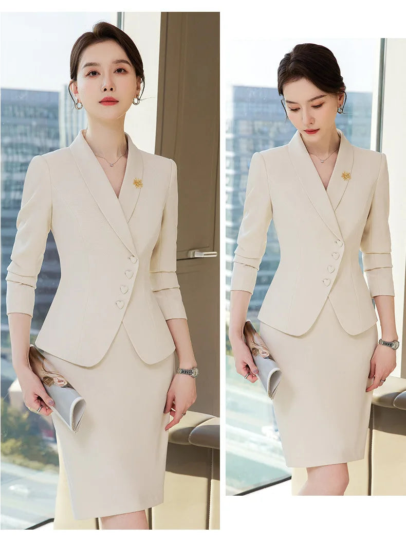 Ladies Formal Pant Suit Set with Blazer and Trousers for Professional Business Attire, Stylish Autumn Winter Women's Work Wear Outfit