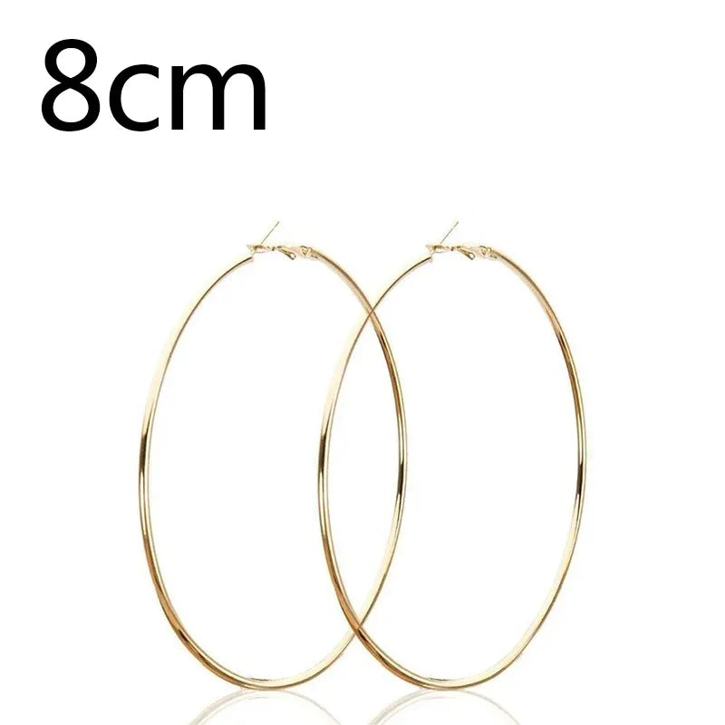 30-100mm Small Big Circle Hoop Earrings for Women and Men in Stainless Steel Fashion Jewelry