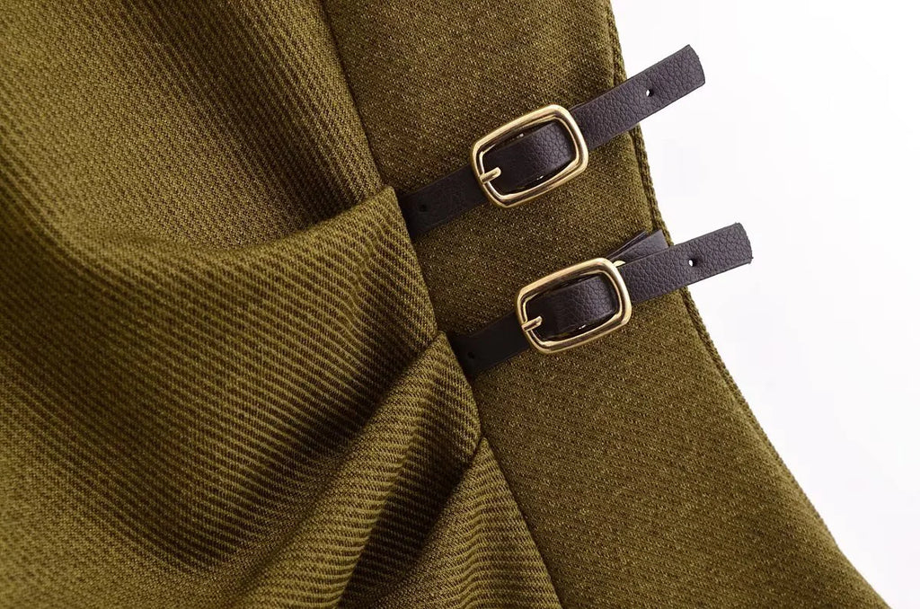 Twill Sleeveless Round Neck Midi Dress For Women Chic Style