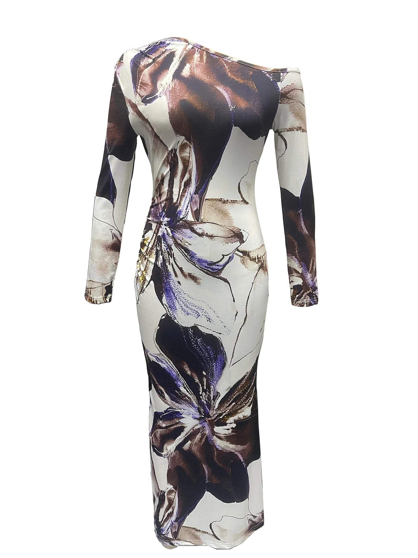 Off Shoulder Dress Slim Fit Printed For Spring Summer