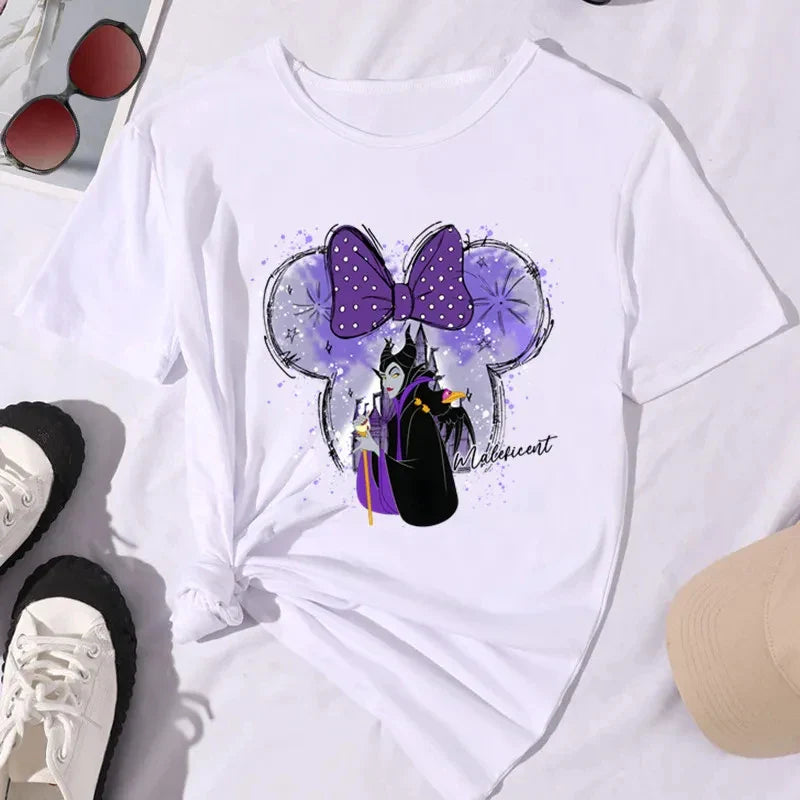 Kawaii Disney Princess Women's Cotton T-Shirt Comfortable Short Sleeve Summer Top