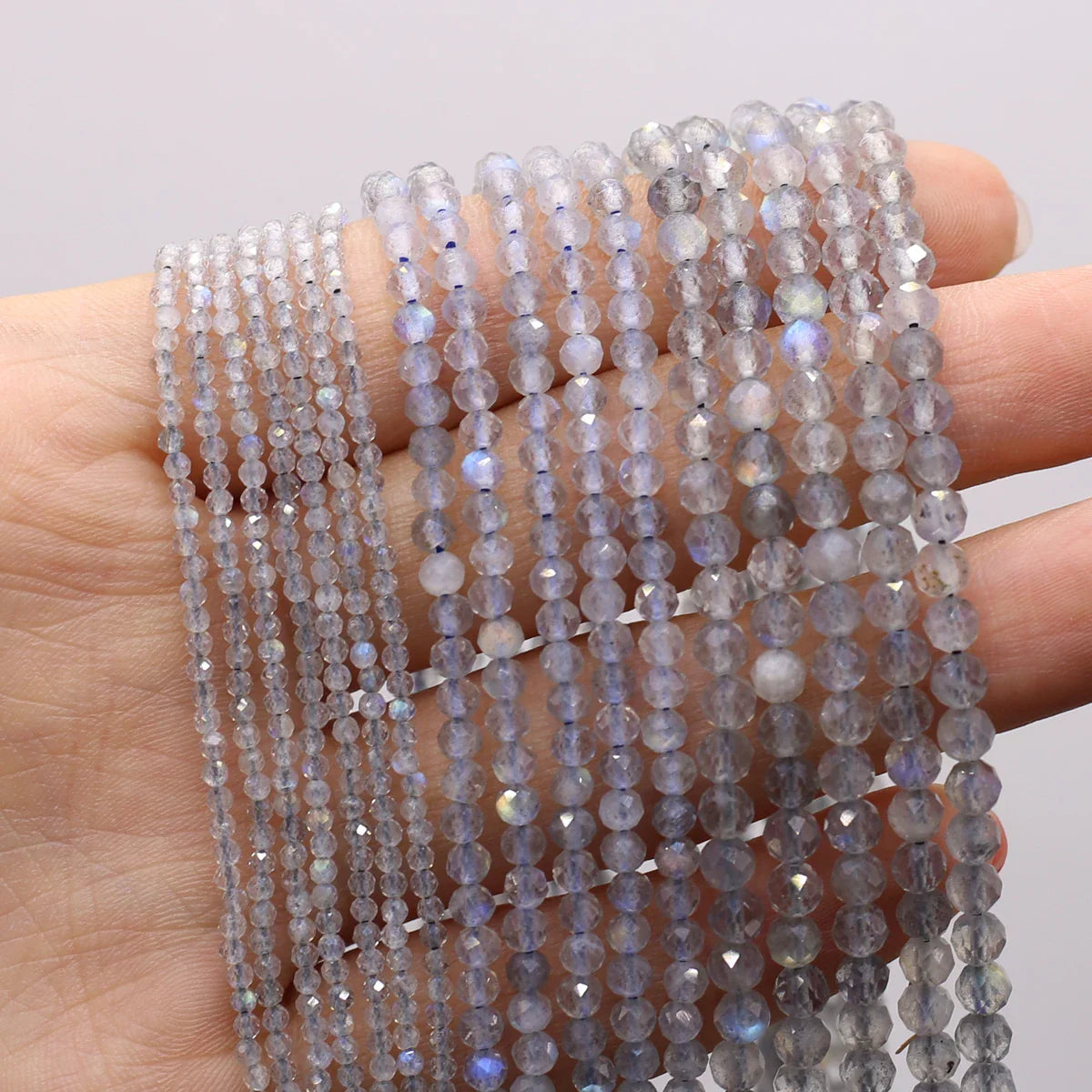 Natural Flash Labradorite Round Faceted Spacer Beads for Jewelry Making DIY Necklaces and Bracelets