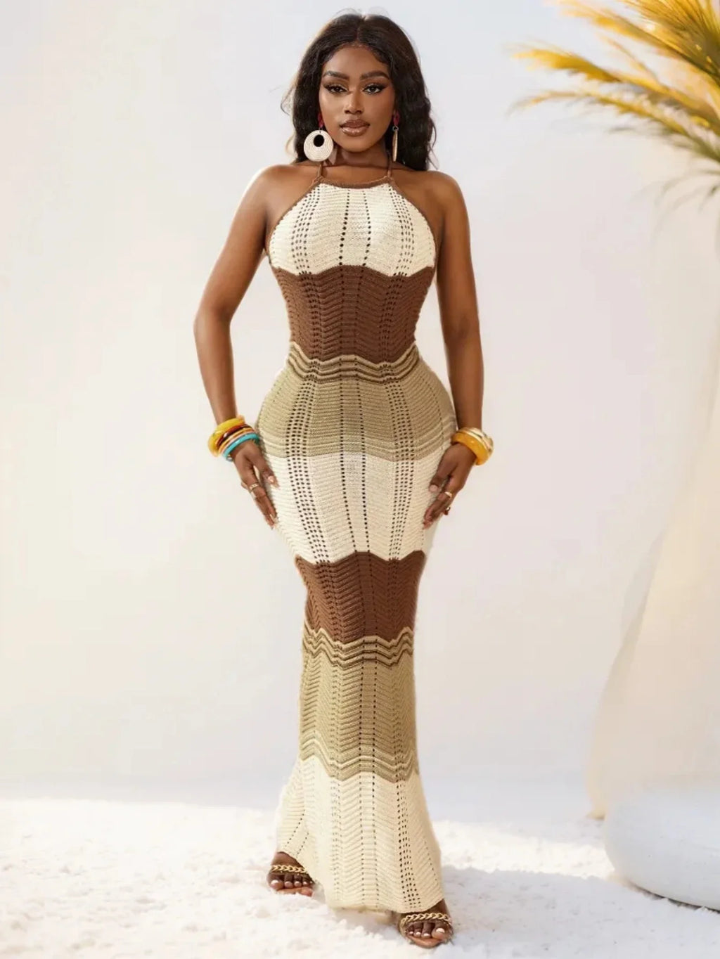 Summer Knit Dress for Women Seaside Beach Vacation Style