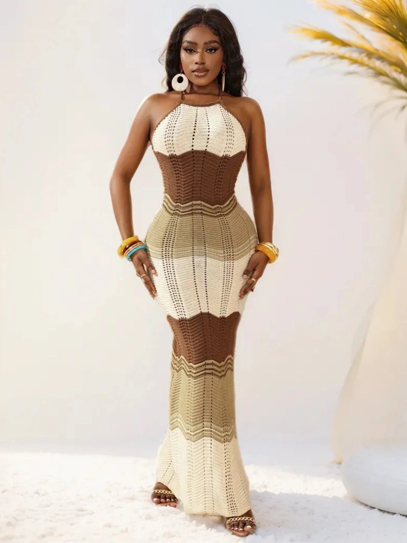 Summer Knit Dress for Women Seaside Beach Vacation Style