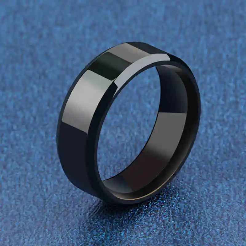 Stainless Steel Black Wedding Engagement Ring for Men and Women Quality Matte Finish Charm Jewelry