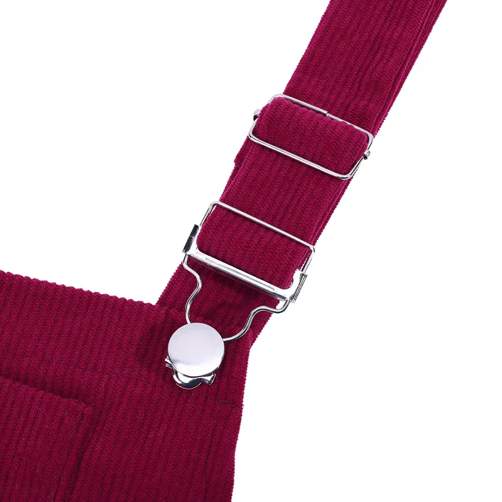 Corduroy Pinafore Dress Women Sleeveless Aline With Pockets