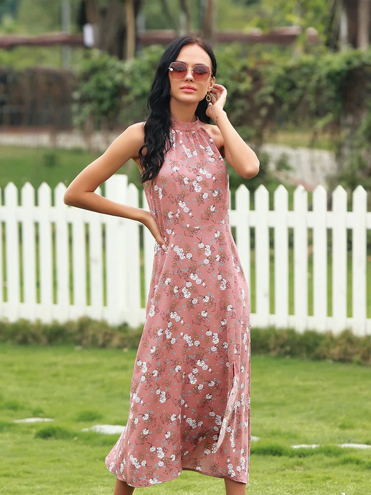 Floral Sleeveless Sundress For Beach And Summer Casual