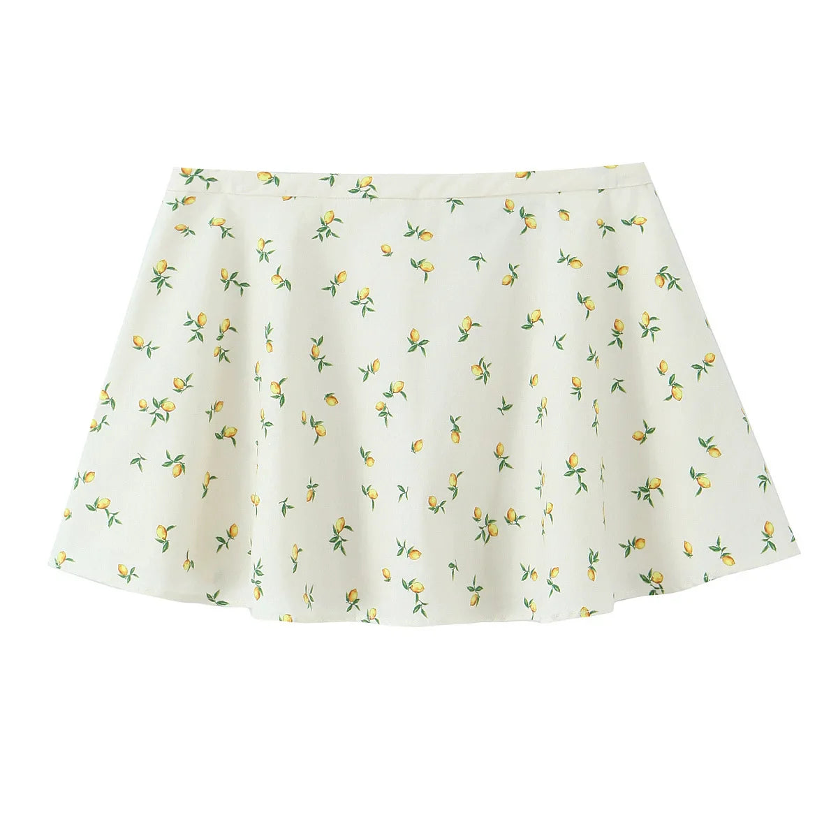 Casual Summer Two Piece Skirt Set for Women Lemon Print Backless Hanging Collar Tank Top with A-Line Mini Skirt Sleeveless Short Top