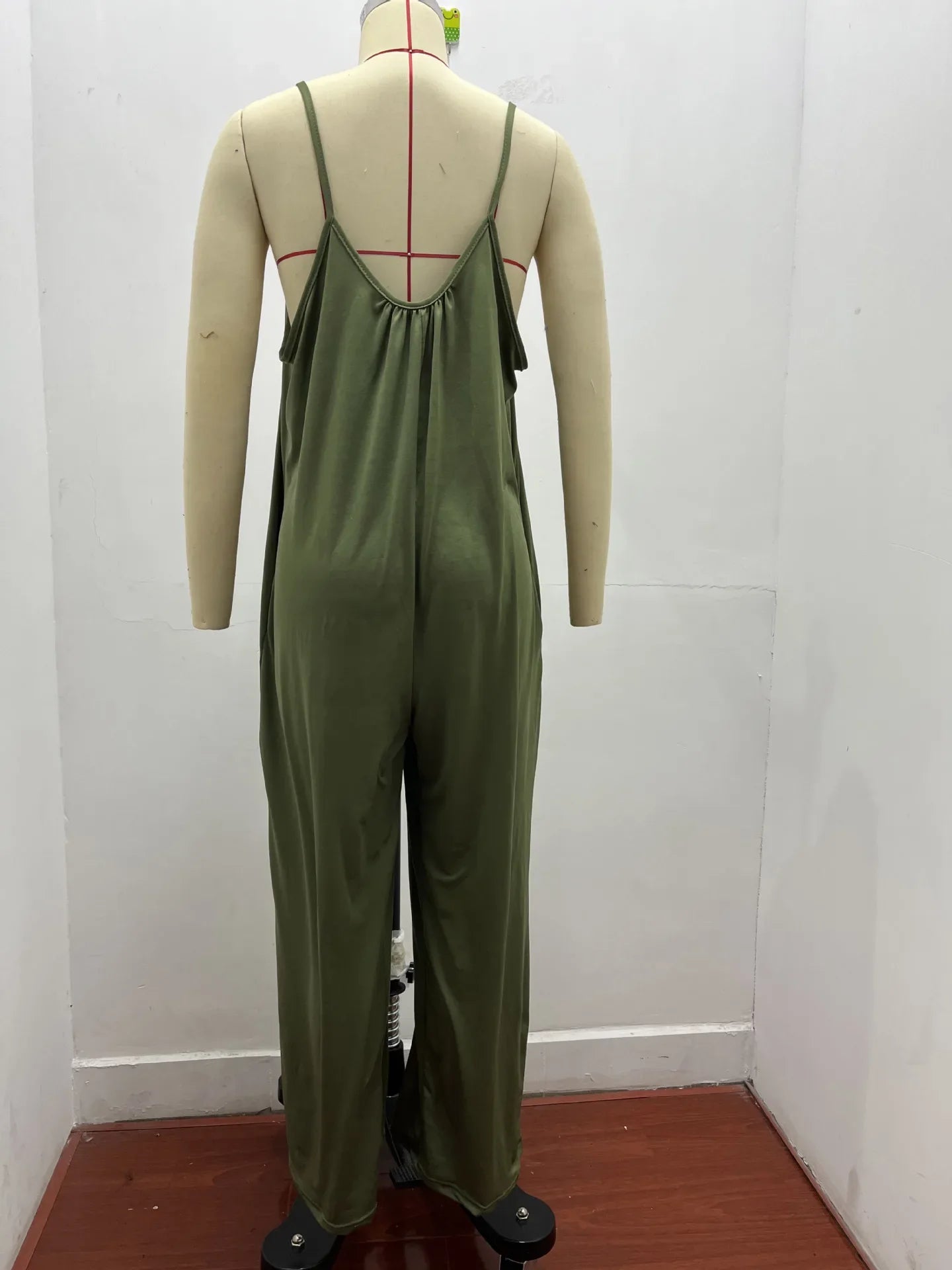 Women's Summer Strap Jumpsuit with Solid Color Design and Convenient Side Pockets Casual Lightweight Romper