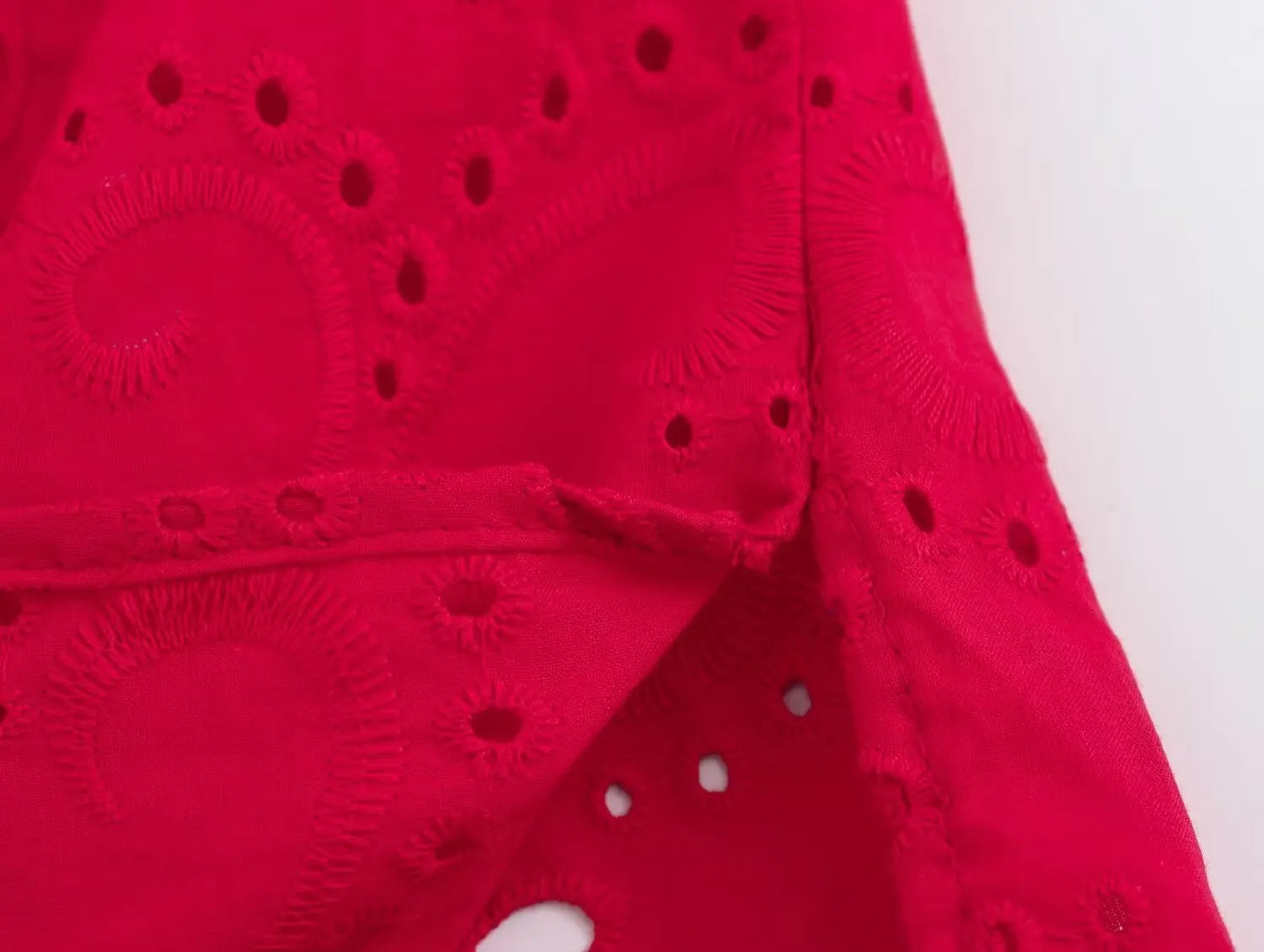 Women Casual Embroidered Hollow Single Breasted Lapel Shirt Top Long Sleeve Curved Hem Loose Fit Blouse