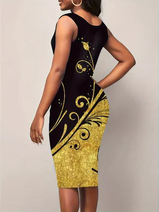 Patchwork Bodycon Dress For Office And Party Summer Style