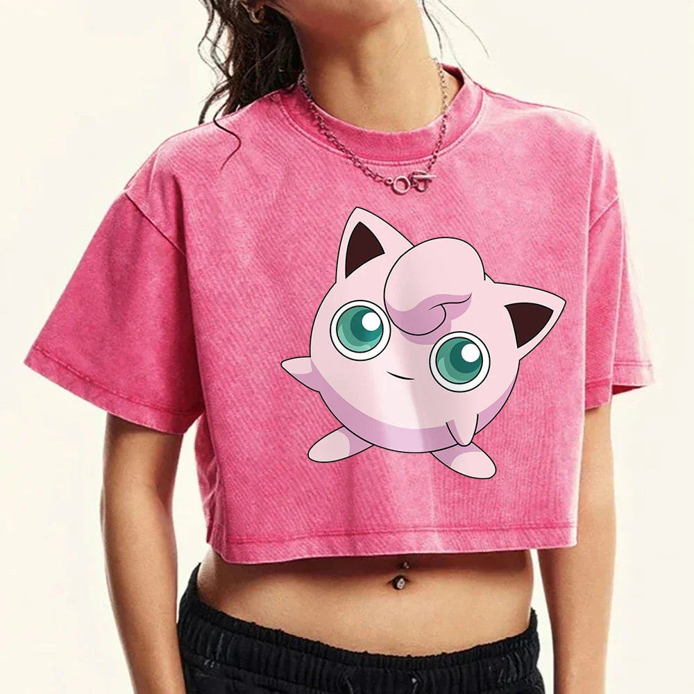 Cotton Casual Jigglypuff Tee Shirt for Women and Men - Vintage Retro Humor Summer Crop Top