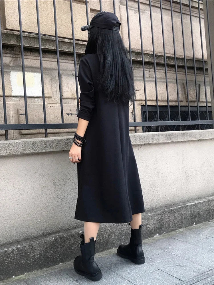 Loose Printed Turtleneck Dress For Women Elegant Casual