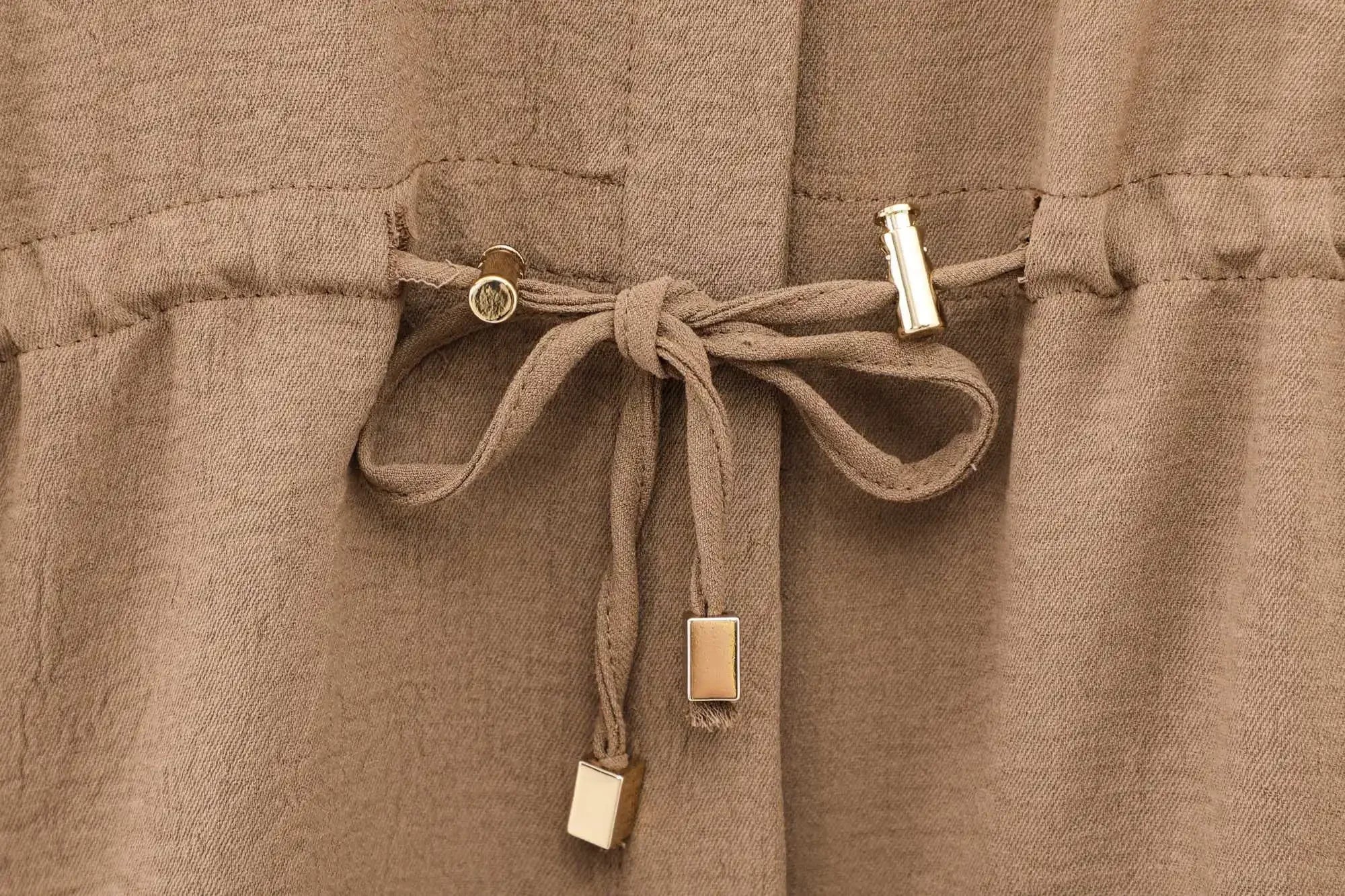 Women's Lace Up Kimono Shirt Top and Elastic Waist Wide Leg Trousers Two Piece Set