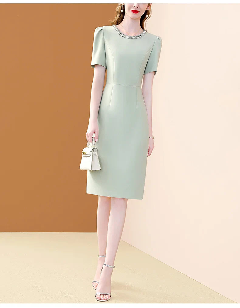 Elegant O Neck Embroidered A Line Dress For Women Casual