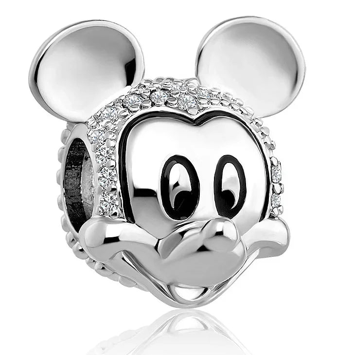 Disney 925 Sterling Silver DIY Charm Compatible With 3mm Bracelets Featuring Mickey Mouse Ferris Wheel And Suitcase Designs