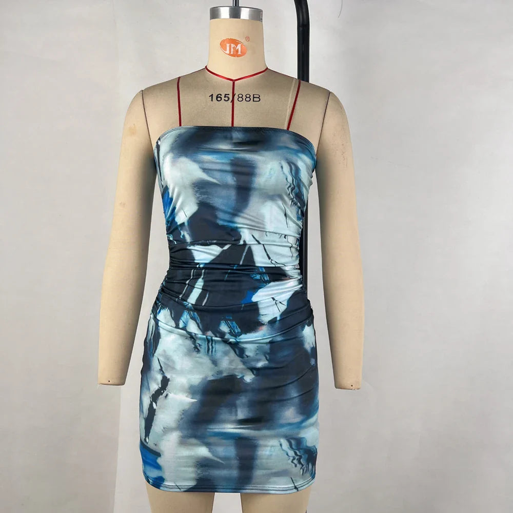 Sexy Tube Top Dress With Printed Waist For Women Versatile
