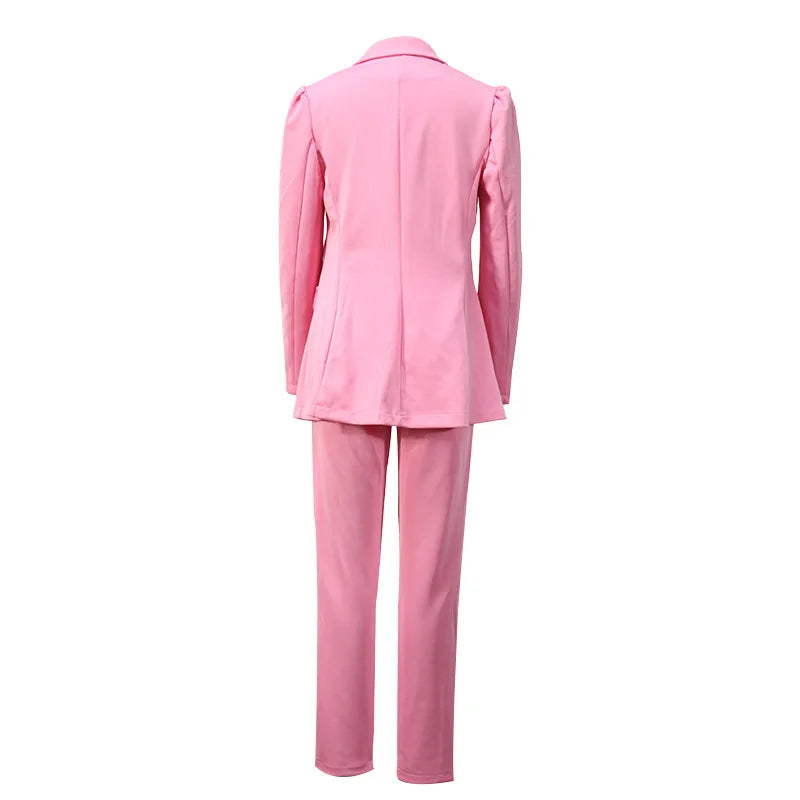 Bamboo Casual Blazer and Pencil Pants Set for Women