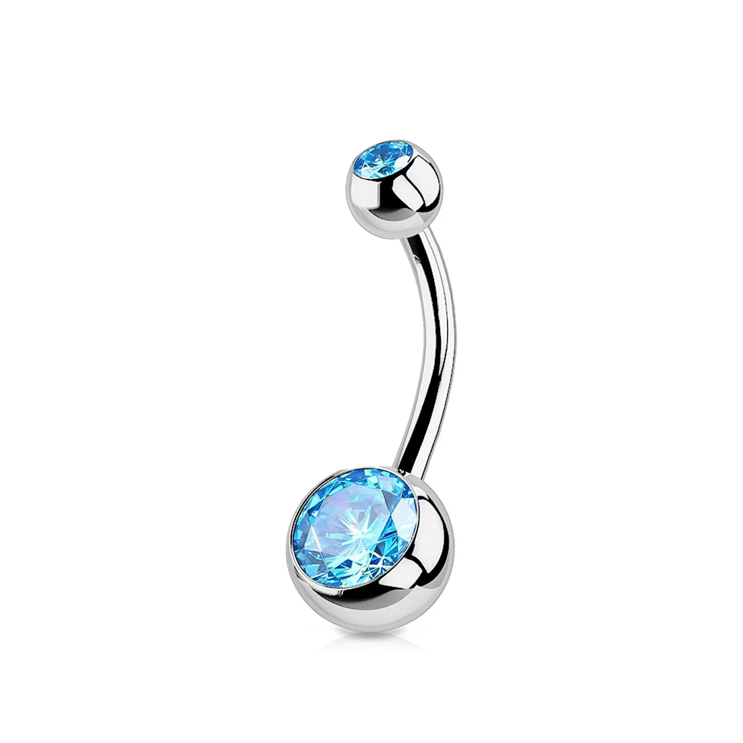 G23 Titanium Crystal Gem Curved Barbell Belly Button Rings for Navel Piercings