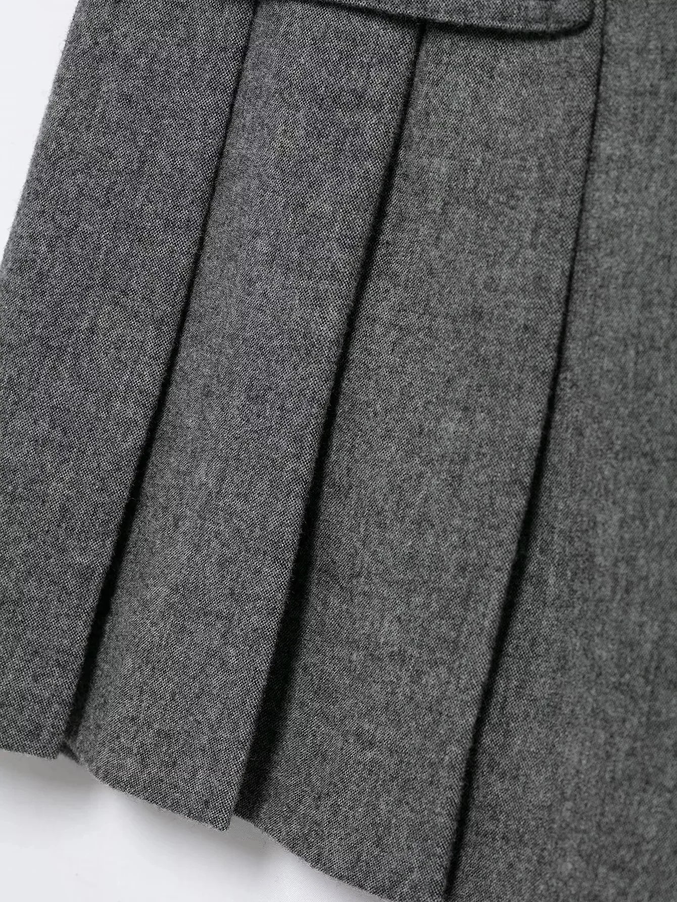 Double Breasted Epaulet O Neck Jacket with Chic Sashes and Pleated Mini Skirt Women's Streetwear Suit