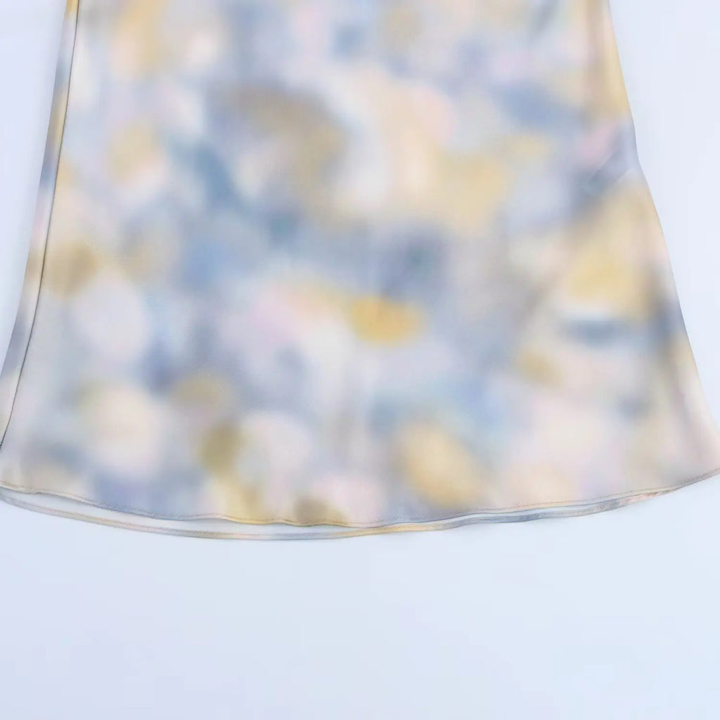 Women's Tie Dye Texture Vertical Collar Shirt with High Waist Slimming Skirt Set Spring Casual Chic Elegant Outfit